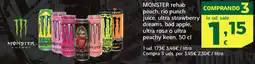 HiperDino MONSTER rehab peach, rio punch juice, ultra strawberry la ud. sale dreams, bad apple, ultra rosa o ultra peachy keen oferta