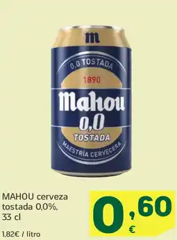 HiperDino MAHOU cerveza tostada 0,0% oferta