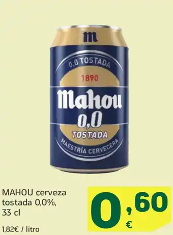 HiperDino MAHOU cerveza tostada 0,0% oferta