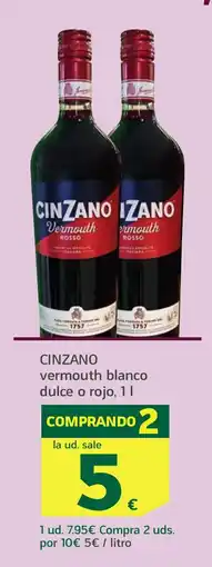 HiperDino CINZANO vermouth blanco dulce o rojo oferta