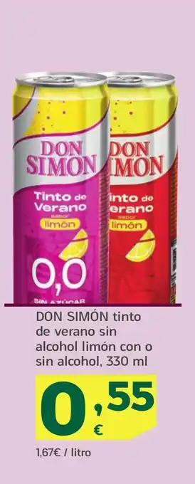 HiperDino DON SIMÓN tinto de verano sin alcohol limón con o sin alcohol oferta