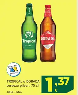 HiperDino TROPICAL o DORADA cerveza pilsen oferta