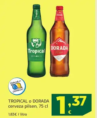 HiperDino TROPICAL o DORADA cerveza pilsen oferta