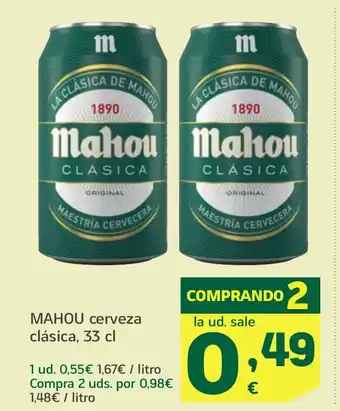 HiperDino MAHOU cerveza clásica oferta