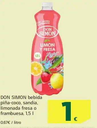 HiperDino DON SIMON bebida piña-coco, sandía, limonada fresa o frambuesa, oferta