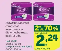 HiperDino AUSONIA Discreet compresas incontinencia día y noche maxi, oferta