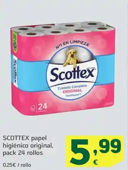 HiperDino SCOTTEX papel higiénico original pack 24 rollos oferta