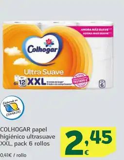 HiperDino COLHOGAR papel higiénico ultrasuave XXL, pack 6 rollos oferta