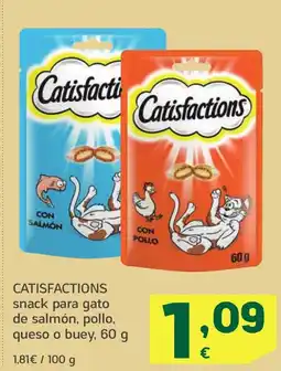 HiperDino CATISFACTIONS snack para gato de salmón, pollo, queso o buey oferta