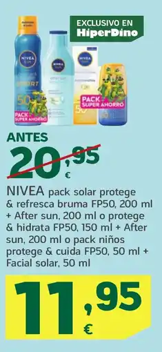HiperDino NIVEA pack solar protege & refresca bruma FP50+ After sun oferta