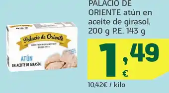 HiperDino PALACIO DE ORIENTE atún en aceite de girasol, oferta