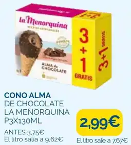 Supermercados La Despensa LA MENORQUINA Cono alma de chocolate oferta
