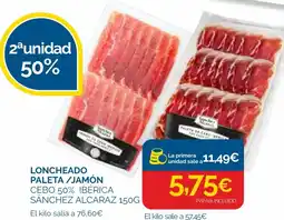 Supermercados La Despensa Loncheado paleta/jamón cebo 50% ibérica sánchez alcaraz oferta
