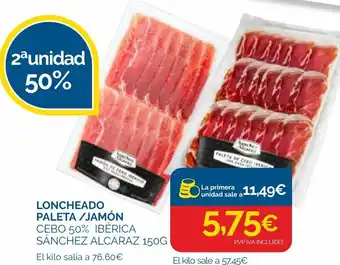 Supermercados La Despensa Loncheado paleta/jamón cebo 50% ibérica sánchez alcaraz oferta