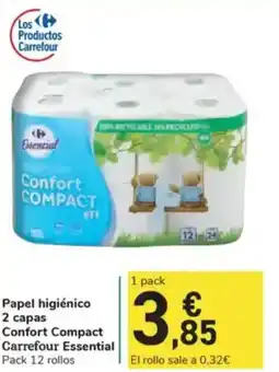 Carrefour Express Papel higiénico 2 capas Confort Compact Carrefour Essential oferta