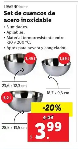 Ocine LIVARNO home Set de cuencos de acero inoxidable oferta