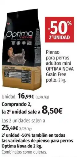 El Corte Inglés OPTIMA NOVA Pienso para perros adultos mini Grain Free oferta