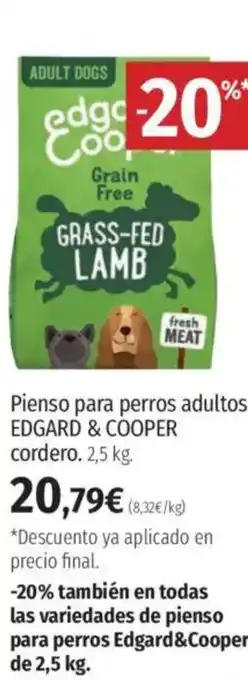 El Corte Inglés EDGARD & COOPER Pienso para perros adultos cordero oferta