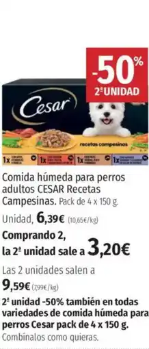 El Corte Inglés CESAR Comida húmeda para perros adultos Recetas Campesinas, oferta