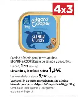 El Corte Inglés EDGARD & COOPER Comida húmeda para perros adultos paté de salmón y pavo oferta