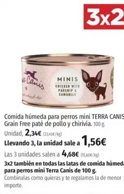 El Corte Inglés TERRA CANIS Comida húmeda para perros mini Grain Free paté de pollo y chirivía. oferta
