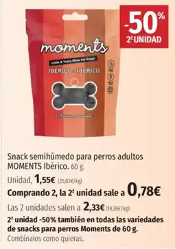 El Corte Inglés MOMENTS Snack semihúmedo para perros adultos Ibérico oferta