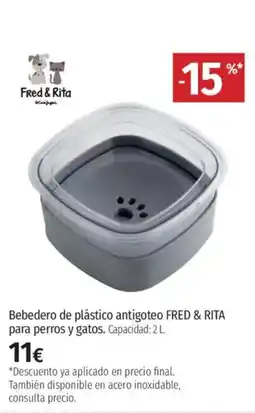 El Corte Inglés FRED & RITA Bebedero de plástico antigoteo para perros y gatos. oferta