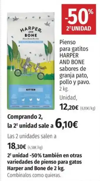 El Corte Inglés HARPER AND BONE Pienso para gatitos sabores de granja pato, pollo y pavo oferta