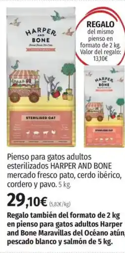 El Corte Inglés HARPER AND BONE Pienso para gatos adultos esterilizados mercado fresco pato, cerdo ibérico, cordero y pavo. oferta