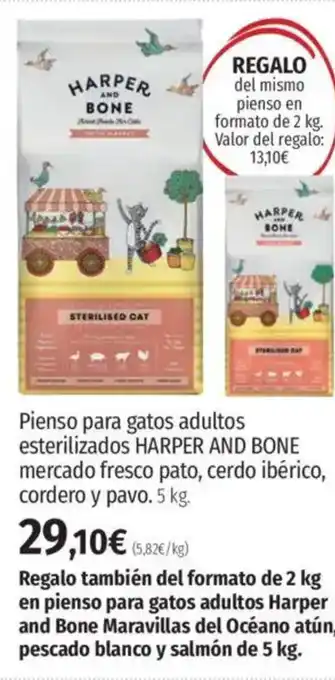 El Corte Inglés HARPER AND BONE Pienso para gatos adultos esterilizados mercado fresco pato, cerdo ibérico, cordero y pavo. oferta