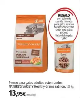 El Corte Inglés NATURE'S VARIETY Pienso para gatos adultos esterilizados Healthy Grains salmón oferta