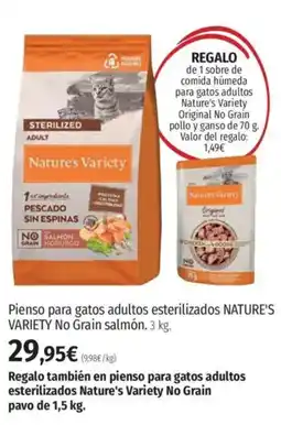 El Corte Inglés NATURE'S VARIETY Pienso para gatos adultos esterilizados No Grain salmón oferta