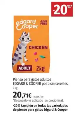 El Corte Inglés EDGARD & COOPER Pienso para gatos adultos pollo sin cereales. oferta
