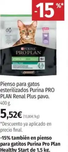 El Corte Inglés PRO PLAN Pienso para gatos esterilizados Purina Renal Plus pavo oferta