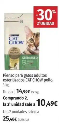 El Corte Inglés CAT CHOW Pienso para gatos adultos esterilizados pollo. oferta