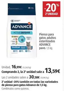 El Corte Inglés ADVANCE Pienso para gatos adultos esterilizados pavo oferta