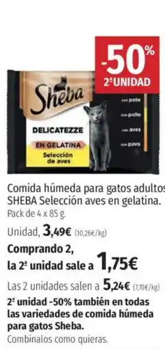 El Corte Inglés SHEBA Comida húmeda para gatos adultos Selección aves en gelatina oferta