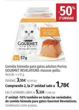 El Corte Inglés GOURMET REVELATIONSComida húmeda para gatos adultos Purina mousse pollo oferta