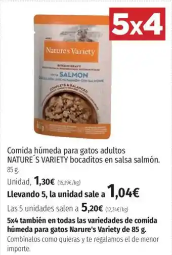 El Corte Inglés NATURE'S VARIETY Comida húmeda para gatos adultos bocaditos en salsa salmón. oferta