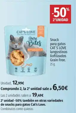 El Corte Inglés CAT'S LOVE Snack para gatos langostinos liofilizados Grain Free oferta
