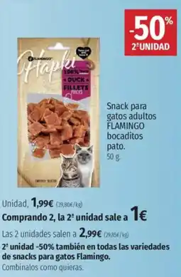 El Corte Inglés FLAMINGO Snack para gatos adultos bocaditos pato. oferta