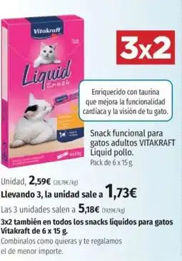 El Corte Inglés VITAKRAFT Snack funcional para gatos adultos Liquid pollo. oferta