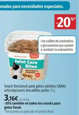 El Corte Inglés ANAL Snack funcional para gatos adultos articulaciones bocaditos pollo oferta