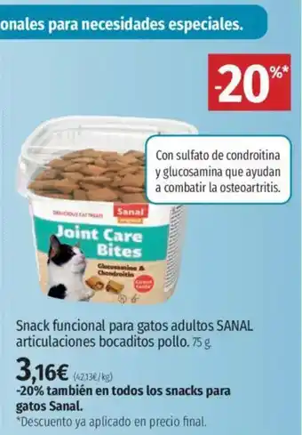 El Corte Inglés ANAL Snack funcional para gatos adultos articulaciones bocaditos pollo oferta