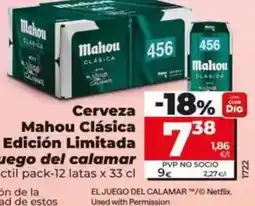 Dia Mahou - cerveza clásica edición limitada el juego del calamar retráctil pack-12 latas x 33 cl oferta