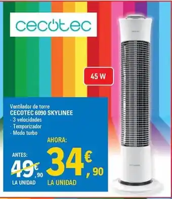 E.Leclerc Cecotec - ventilador de torre skylinee oferta