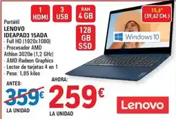 E.Leclerc Lenovo - portatil ideapad3 15ada oferta