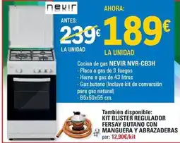 E.Leclerc Nevir - kit blister regulador fersay butano con manguera y abrazaderas oferta