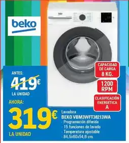 E.Leclerc Beko - lavadora vbm3wft38213wa oferta