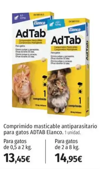 El Corte Inglés ADTAB Comprimido masticable antiparasitario para gatos Elanco oferta